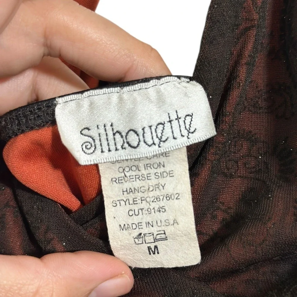 Silhouette Vintage Halter Neck Paisley Sparkle Hi Low Midi Dress Women's Size M - Picture 6 of 7